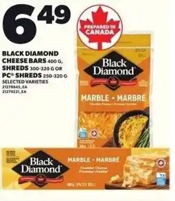 Independent Grocer Black diamond cheese bars, shreds or PC shreds offer