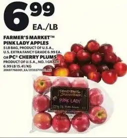 Independent Grocer Farmer's market pink lady apples or PC cherry plums offer