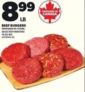 Independent Grocer Beef burgers offer