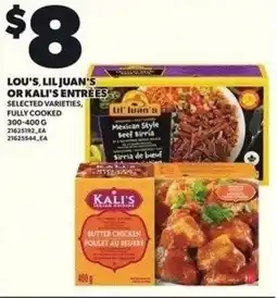 Independent Grocer Lou's, lil juan's or kali's entrees offer