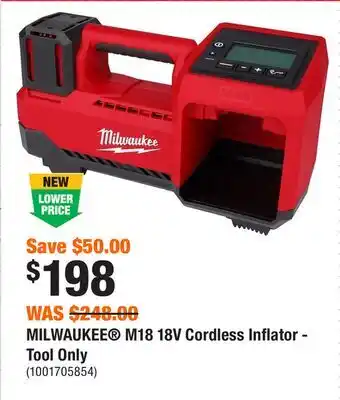 Home Depot MILWAUKEE M18 18V Cordless Inflator - Tool Only offer