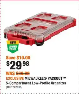 Home Depot EXCLUSIVE MILWAUKEE PACKOUT 5-Compartment Low-Profile Organizer offer