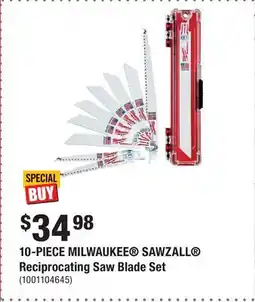 Home Depot 10-PIECE MILWAUKEE SAWZALL Reciprocating Saw Blade Set offer