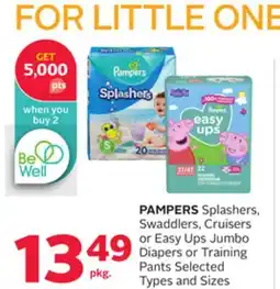 Rexall PAMPERS Splashers, Swaddlers, Cruisers or Easy Ups Jumbo Diapers or Training Pants offer