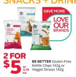 Rexall BE BETTER Gluten-Free Kettle Chips 142g or Veggie Straws 142g offer