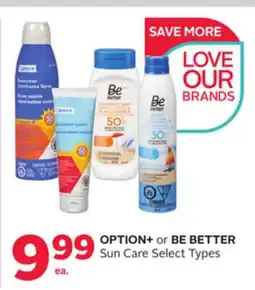Rexall OPTION+ or BE BETTER Sun Care offer