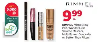 Rexall RIMMEL Micro Brow Pen, Wonder'Luxe Volume Mascara, Multi-Tasker Concealer or Better Than Filters offer