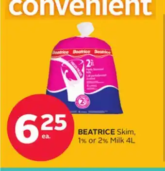 Rexall BEATRICE Skim, 1% or 2% Milk 4L offer