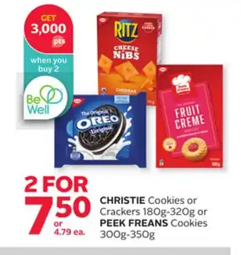 Rexall CHRISTIE Cookies or Crackers 180g-320g or PEEK FREANS Cookies 300g-350g offer