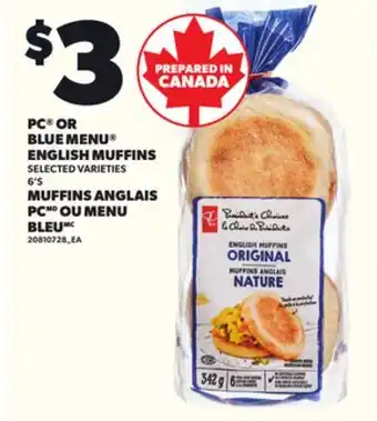 Independent City Market PC OR OR BLUE MENU ENGLISH MUFFINS, 6'S offer