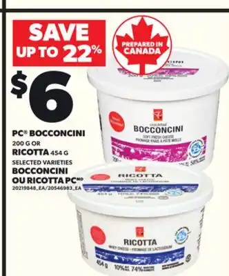 Independent City Market PC BOCCONCINI, 200 G OR RICOTTA, 454 G offer