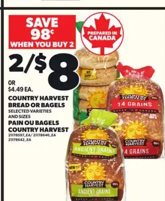 Independent City Market COUNTRY HARVEST BREAD OR BAGELS offer