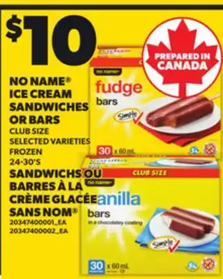 Independent City Market NO NAME ICE CREAM SANDWICHES OR BARS, 24-30'S offer