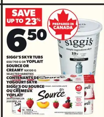 Independent City Market SIGGI'S SKYR TUBS, 650/750 G OR YOPLAIT SOURCE OR CREAMY, 16X100 G offer