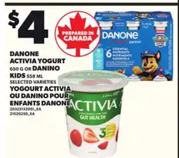 Independent City Market DANONE ACTIVIA YOGURT, 650 G OR DANINO KIDS, 558 ML offer