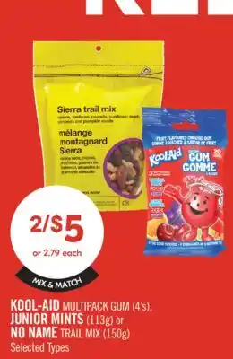 Shoppers Drug Mart KOOL-AID MULTIPACK GUM (4's), JUNIOR MINTS (113g) or NO NAME TRAIL MIX (150g) offer