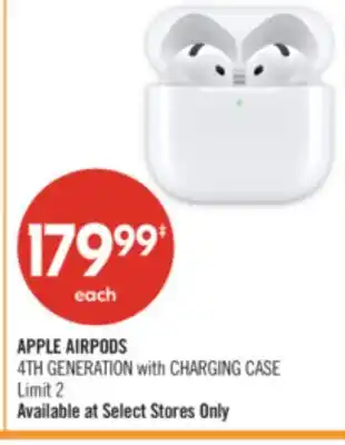 Shoppers Drug Mart APPLE AIRPODS 4TH GENERATION with CHARGING CASE offer