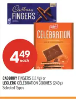 Shoppers Drug Mart CADBURY FINGERS (114g) or LECLERC CÉLÉBRATION COOKIES (240g) offer