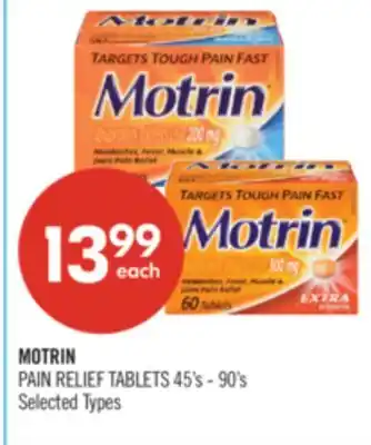 Shoppers Drug Mart MOTRIN PAIN RELIEF TABLETS offer