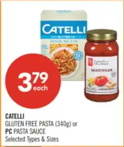 Shoppers Drug Mart CATELLI GLUTEN FREE PASTA (340g) or PC PASTA SAUCE offer