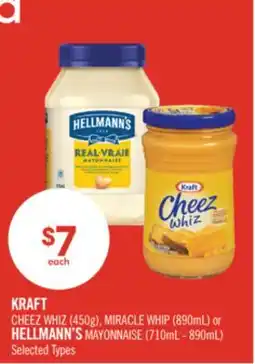Shoppers Drug Mart KRAFT CHEEZ WHIZ (450g), MIRACLE WHIP (890mL) or HELLMANN'S MAYONNAISE (710mL - 890mL) offer