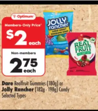 Shoppers Drug Mart Dare Realfruit Gummies (180g) or Jolly Rancher (182g - 198g) Candy offer