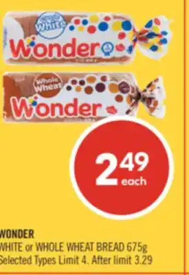 Shoppers Drug Mart WONDER WHITE or WHOLE WHEAT BREAD offer