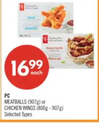 Shoppers Drug Mart PC MEATBALLS (907g) or CHICKEN WINGS (800g - 907g) offer