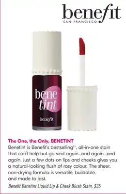Shoppers Drug Mart Benefit Benetint Liquid Lip & Cheek Blush Stain offer