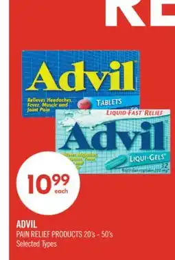 Shoppers Drug Mart ADVIL PAIN RELIEF PRODUCTS 20's 50's offer