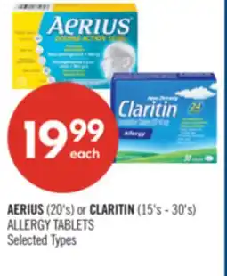 Shoppers Drug Mart AERIUS (20's) or CLARITIN (15's - 30's) ALLERGY TABLETS offer