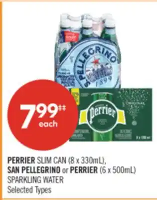 Shoppers Drug Mart PERRIER SLIM CAN (8 x 330mL), SAN PELLEGRINO or PERRIER (6 x 500mL) SPARKLING WATER offer