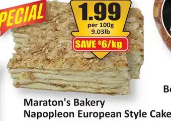 Starsky Maraton's Bakery Napopleon European Style Cake offer