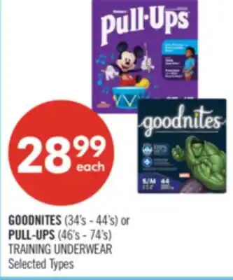 Shoppers Drug Mart GOODNITES (34's - 44's) or PULL-UPS (46's - 74's) TRAINING UNDERWEAR offer