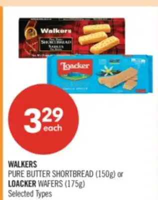 Shoppers Drug Mart WALKERS PURE BUTTER SHORTBREAD (150g) or LOACKER WAFERS (175g) offer