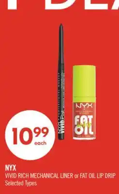 Shoppers Drug Mart NYX VIVID RICH MECHANICAL LINER or FAT OIL LIP DRIP offer