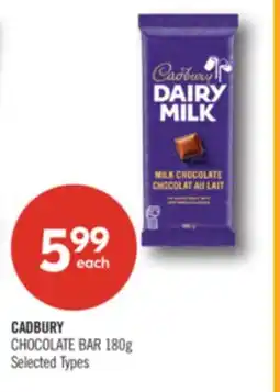 Shoppers Drug Mart CADBURY CHOCOLATE BAR offer