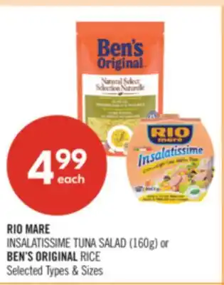 Shoppers Drug Mart RIO MARE INSALATISSIME TUNA SALAD (160g) or BEN'S ORIGINAL RICE offer