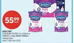 Shoppers Drug Mart GOOD START PLUS READY TO FEED (15 x 250mL) or POWDER (1.02kg) INFANT FORMULA offer