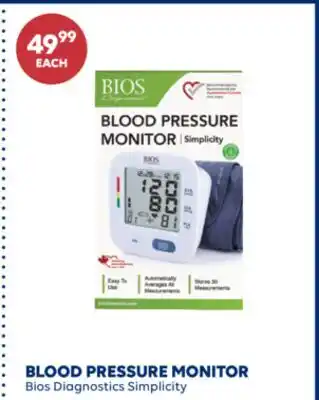 Wellwise by Shoppers Bios Diagnostics Simplicity BLOOD PRESSURE MONITOR offer