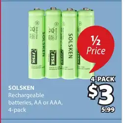 JYSK SOLSKEN Rechargeable batteries offer