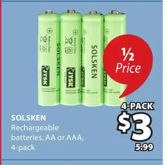 JYSK SOLSKEN Rechargeable batteries offer