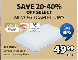 JYSK SERENITY Lavender scented memory foam pillow offer