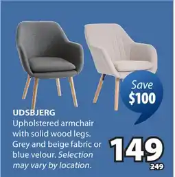 JYSK UDSBJERG Upholstered armchair with solid wood legs offer