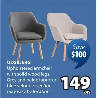 JYSK UDSBJERG Upholstered armchair with solid wood legs offer