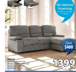 JYSK SHELTON Sectional sofa bed with storage offer