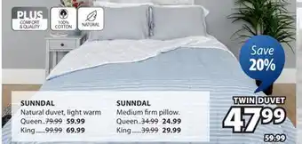 JYSK SUNNDAL Natural duvet offer