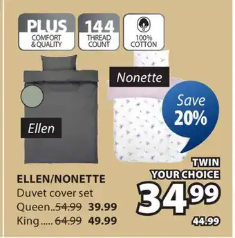 JYSK ELLEN/NONETTE Duvet cover set offer