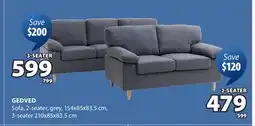 JYSK GEDVED Sofa, 2-seater, grey offer