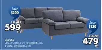 JYSK GEDVED Sofa, 2-seater, grey offer